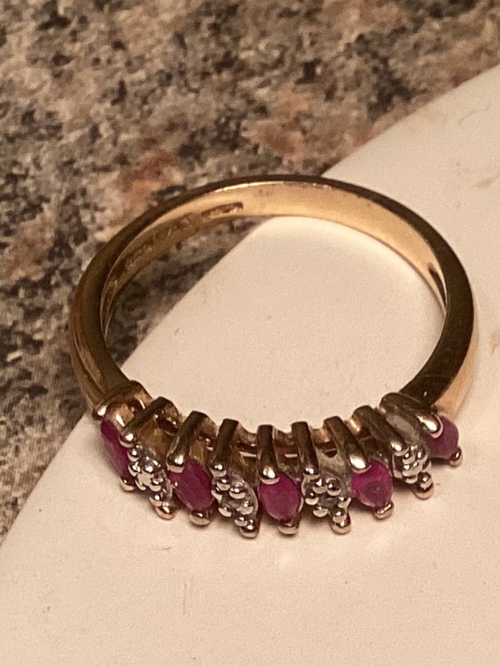 Sweet pink and clear stones sterling with gold tone great condition